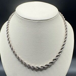 Vintage Sterling Silver marked 835 83.5%  silver Rope Necklace Twisted Design